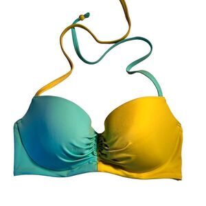 Victoria’s Secret yellow teal bikini top 34D**